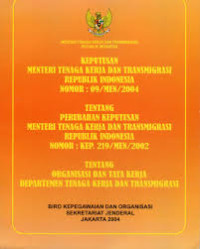 Image of Keputusan menteri tenaga kerja R.I. No. Kep-20/Men/2000 tentang penetapan upah minimum regional pada 26 [dua puluh enam] propinsi di Indonesia dan upah minimum sektoral regional pada 20 [dua puluh] propinsi di Indonesia